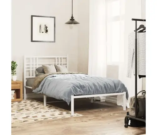 Gultas Rāmis Ar Galvgali, Balts Metāls, 100X190 Cm Vidaxl