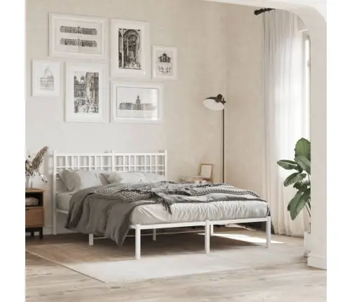 Gultas Rāmis Ar Galvgali, Balts Metāls, 120X190 Cm Vidaxl
