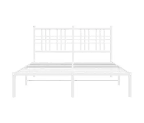 Gultas Rāmis Ar Galvgali, Balts Metāls, 135X190 Cm Vidaxl