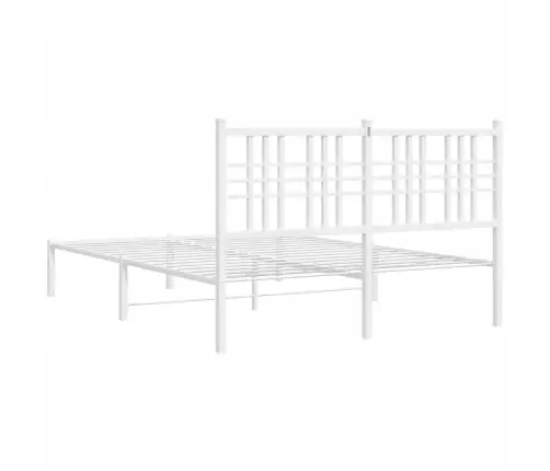 Gultas Rāmis Ar Galvgali, Balts Metāls, 140X190 Cm Vidaxl