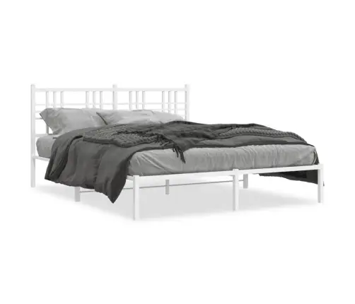 Gultas Rāmis Ar Galvgali, Balts Metāls, 160X200 Cm Vidaxl