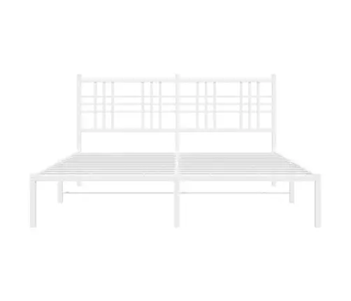 Gultas Rāmis Ar Galvgali, Balts Metāls, 160X200 Cm Vidaxl