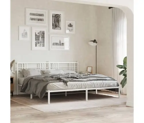 Gultas Rāmis Ar Galvgali, Balts Metāls, 193X203 Cm Vidaxl