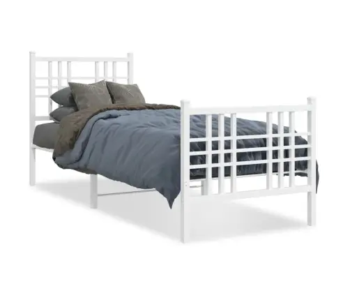 Gultas Rāmis Ar Galvgali Un Kājgali, Balts Metāls, 75X190 Cm Vidaxl