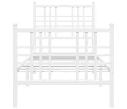 Gultas Rāmis Ar Galvgali Un Kājgali, Balts Metāls, 75X190 Cm Vidaxl
