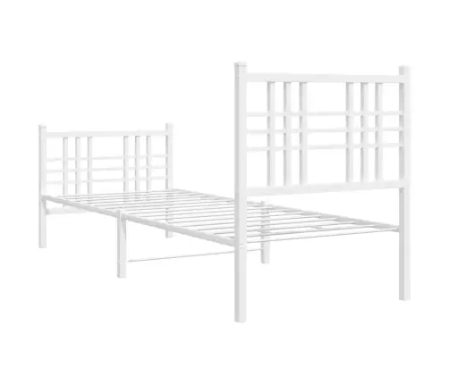 Gultas Rāmis Ar Galvgali Un Kājgali, Balts Metāls, 75X190 Cm Vidaxl