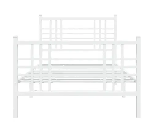 Gultas Rāmis Ar Galvgali Un Kājgali, Balts Metāls, 90X200 Cm Vidaxl
