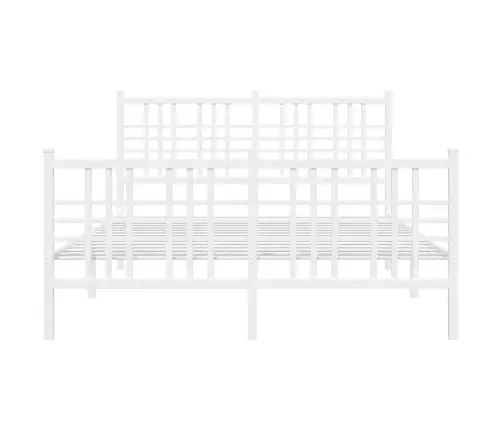 Gultas Rāmis Ar Galvgali Un Kājgali, Balts Metāls, 120X190 Cm Vidaxl