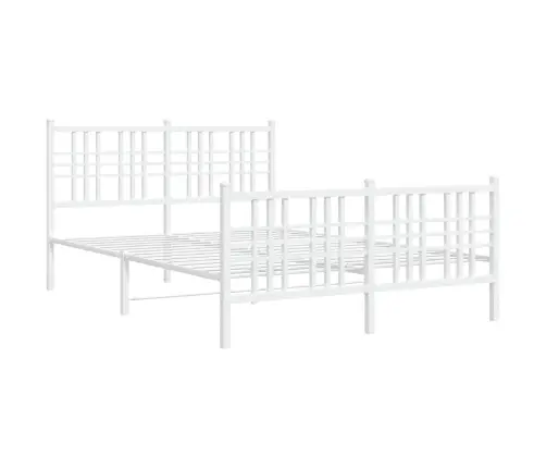 Gultas Rāmis Ar Galvgali Un Kājgali, Balts Metāls, 137X190 Cm Vidaxl
