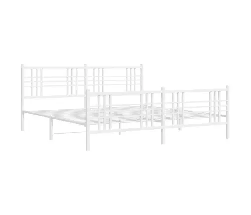Gultas Rāmis Ar Galvgali Un Kājgali, Balts Metāls, 183X213 Cm Vidaxl