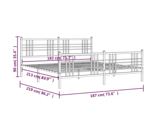 Gultas Rāmis Ar Galvgali Un Kājgali, Balts Metāls, 183X213 Cm Vidaxl