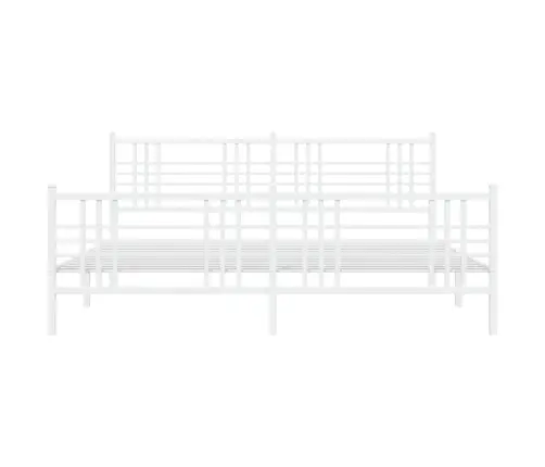 Gultas Rāmis Ar Galvgali Un Kājgali, Balts Metāls, 200X200 Cm Vidaxl