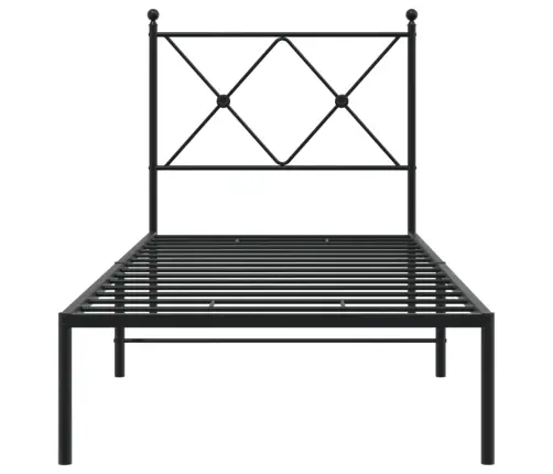 Gultas Rāmis Ar Galvgali, Melns Metāls, 75X190 Cm Vidaxl