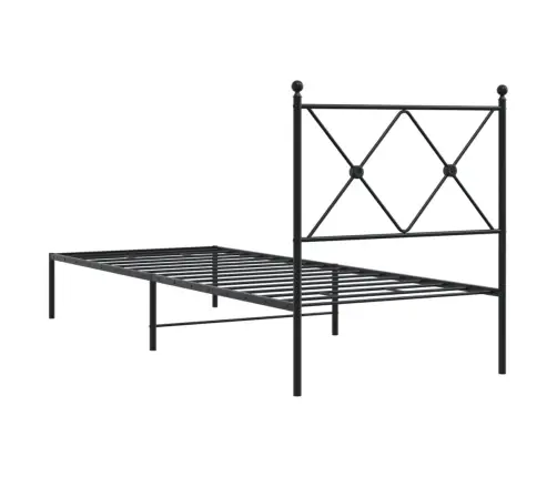 Gultas Rāmis Ar Galvgali, Melns Metāls, 75X190 Cm Vidaxl