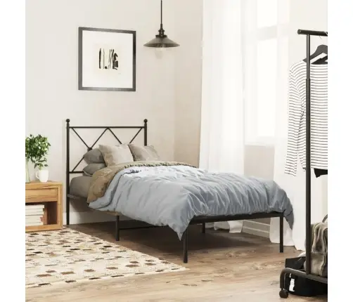 Gultas Rāmis Ar Galvgali, Melns Metāls, 75X190 Cm Vidaxl