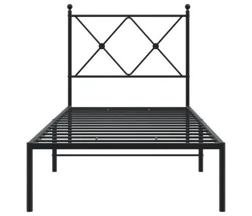 Gultas Rāmis Ar Galvgali, Melns Metāls, 80X200 Cm Vidaxl