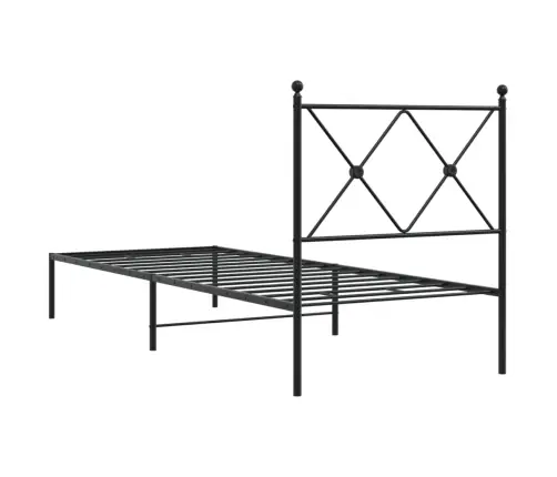 Gultas Rāmis Ar Galvgali, Melns Metāls, 80X200 Cm Vidaxl