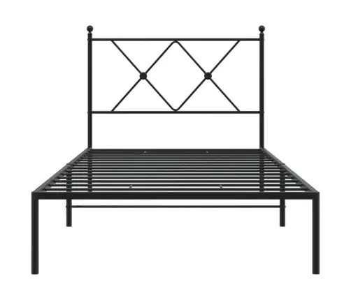 Gultas Rāmis Ar Galvgali, Melns Metāls, 90X190 Cm Vidaxl