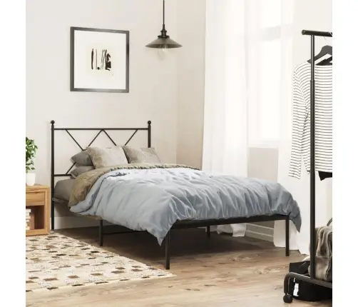 Gultas Rāmis Ar Galvgali, Melns Metāls, 90X190 Cm Vidaxl
