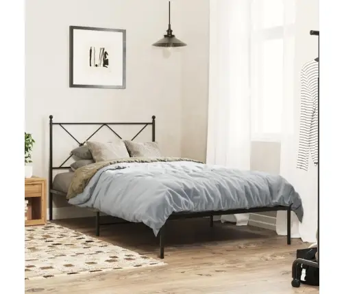 Gultas Rāmis Ar Galvgali, Melns Metāls, 100X190 Cm Vidaxl