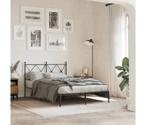 Metallist Voodiraam Peatsiga, Must, 120X190 Cm