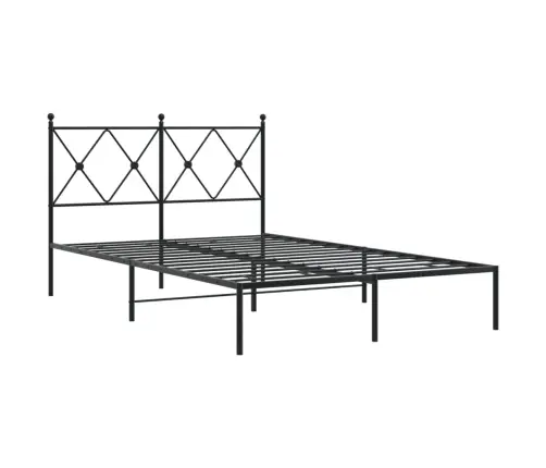 Gultas Rāmis Ar Galvgali, Melns Metāls, 120X200 Cm Vidaxl