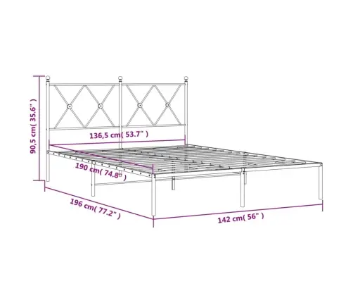 Metallist Voodiraam Peatsiga, Must, 135X190 Cm
