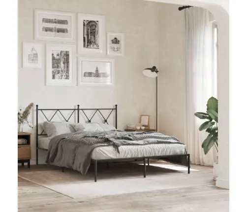 Metallist Voodiraam Peatsiga, Must, 135X190 Cm