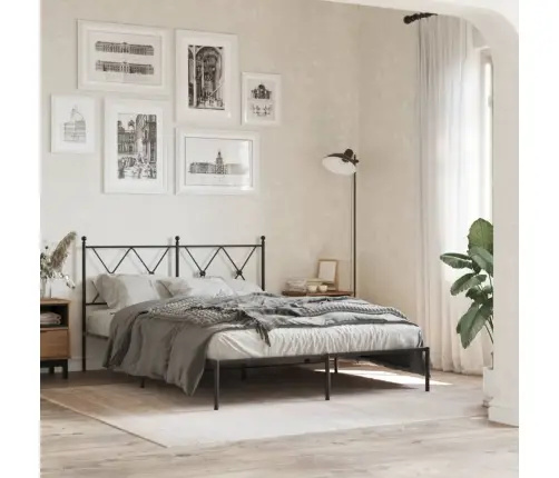 Metallist Voodiraam Peatsiga, Must, 140X200 Cm