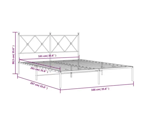 Gultas Rāmis Ar Galvgali, Melns Metāls, 160X200 Cm Vidaxl