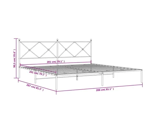 Metallist Voodiraam Peatsiga, Must, 200X200 Cm