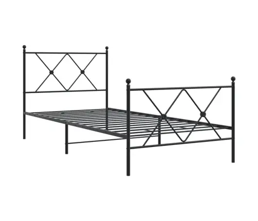 Gultas Rāmis Ar Galvgali Un Kājgali, Melns Metāls, 90X190 Cm Vidaxl