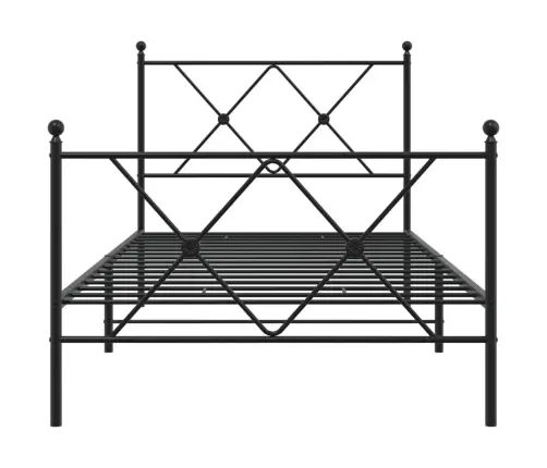 Gultas Rāmis Ar Galvgali Un Kājgali, Melns Metāls, 90X190 Cm Vidaxl
