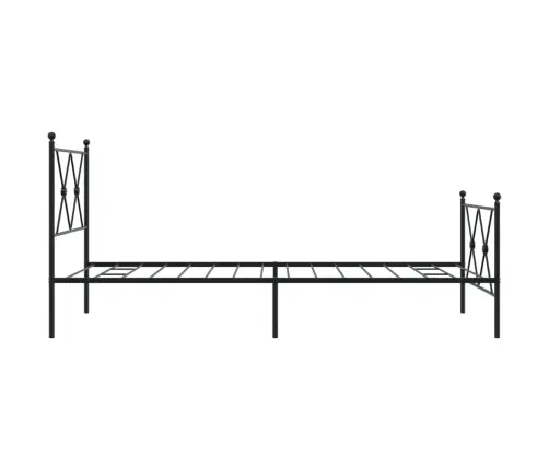 Gultas Rāmis Ar Galvgali Un Kājgali, Melns Metāls, 90X190 Cm Vidaxl