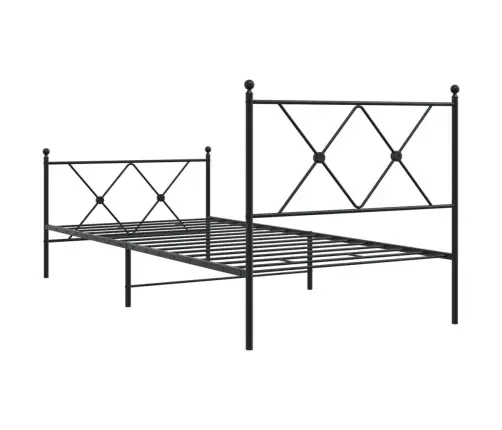 Gultas Rāmis Ar Galvgali Un Kājgali, Melns Metāls, 90X190 Cm Vidaxl