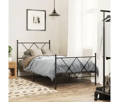 Lovos Rėmas Su Galvūgaliu/Kojūgaliu, Juodas, 90X200cm Metalas