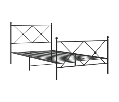 Metallist Voodiraam Peatsi Ja Jalutsiga, Must, 100 X 190 Cm Metallist Voodiraam Peatsi Ja Jalutsiga, Must, 100 X 190 Cm