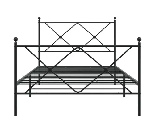 Metallist Voodiraam Peatsi Ja Jalutsiga, Must, 100 X 190 Cm Metallist Voodiraam Peatsi Ja Jalutsiga, Must, 100 X 190 Cm