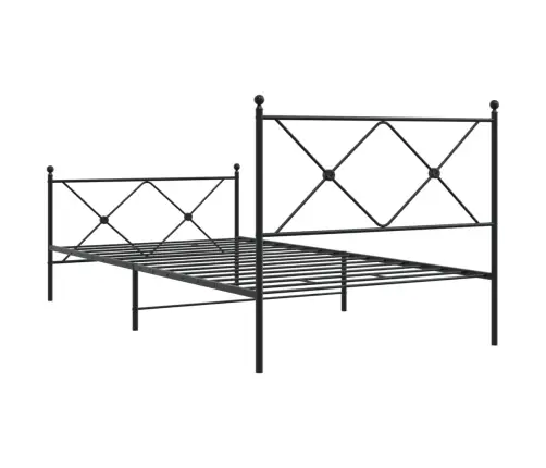 Metallist Voodiraam Peatsi Ja Jalutsiga, Must, 100 X 190 Cm Metallist Voodiraam Peatsi Ja Jalutsiga, Must, 100 X 190 Cm