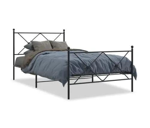 Gultas Rāmis Ar Galvgali Un Kājgali, Melns Metāls, 107X203 Cm Vidaxl