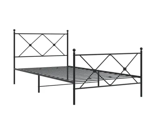 Gultas Rāmis Ar Galvgali Un Kājgali, Melns Metāls, 107X203 Cm Vidaxl