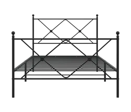 Gultas Rāmis Ar Galvgali Un Kājgali, Melns Metāls, 107X203 Cm Vidaxl