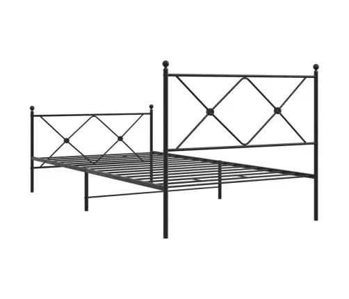 Gultas Rāmis Ar Galvgali Un Kājgali, Melns Metāls, 107X203 Cm Vidaxl