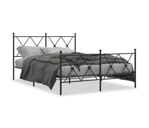 Gultas Rāmis Ar Galvgali Un Kājgali, Melns Metāls, 137X190 Cm Vidaxl