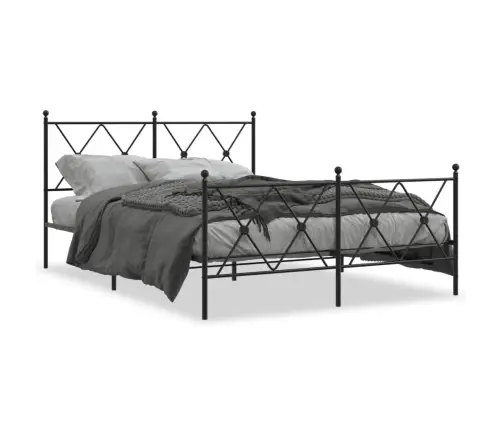 Metallist Voodiraam Peatsi Ja Jalutsiga, Must, 140X190 Cm