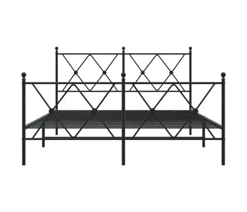 Metallist Voodiraam Peatsi Ja Jalutsiga, Must, 140X190 Cm