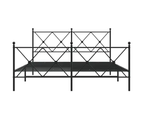 Metallist Voodiraam Peatsi Ja Jalutsiga, Must, 150X200 Cm