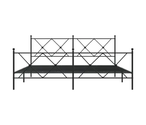Gultas Rāmis Ar Galvgali Un Kājgali, Melns Metāls, 183X213 Cm Vidaxl
