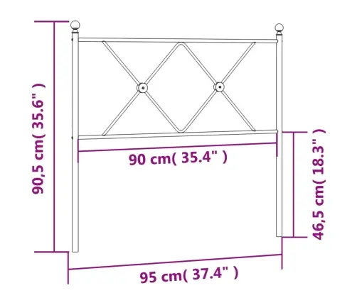 Gultas Galvgalis, Metāls, Melns, 90 Cm Vidaxl