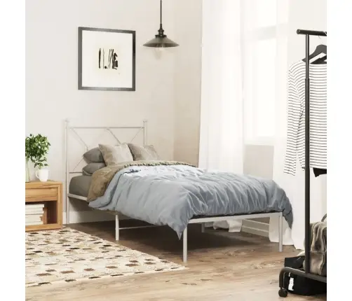 Gultas Rāmis Bez Matrača, Ar Galvgali, Balts Metāls, 75X190 Cm Vidaxl